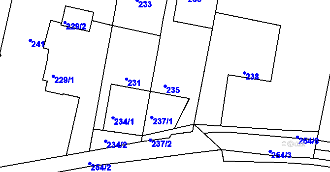 Parcela st. 235 v KÚ Kašnice, Katastrální mapa