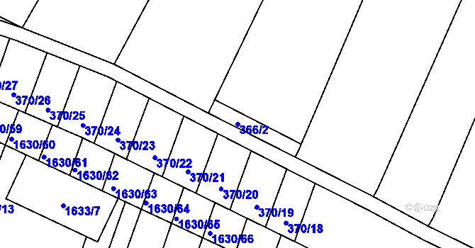 Parcela st. 366/2 v KÚ Kašnice, Katastrální mapa