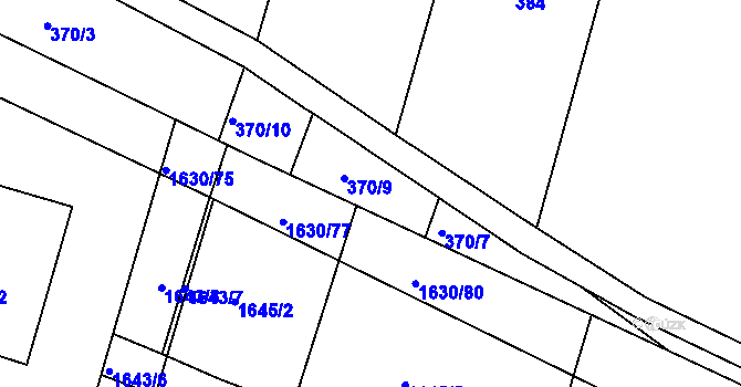 Parcela st. 370/8 v KÚ Kašnice, Katastrální mapa