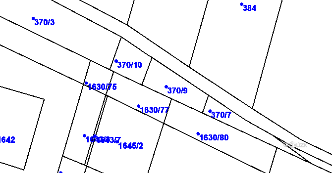 Parcela st. 370/9 v KÚ Kašnice, Katastrální mapa