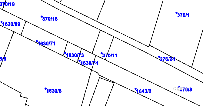 Parcela st. 370/11 v KÚ Kašnice, Katastrální mapa