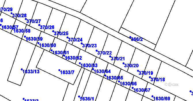 Parcela st. 370/22 v KÚ Kašnice, Katastrální mapa