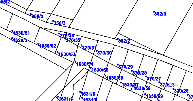 Parcela st. 370/30 v KÚ Kašnice, Katastrální mapa