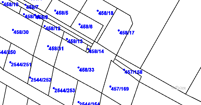 Parcela st. 458/15 v KÚ Kašnice, Katastrální mapa