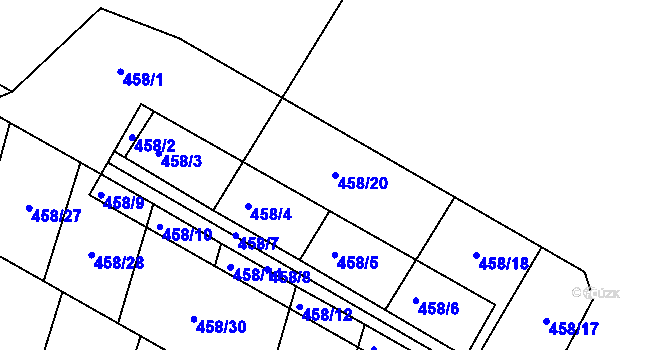 Parcela st. 458/20 v KÚ Kašnice, Katastrální mapa