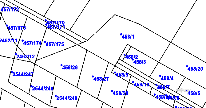 Parcela st. 458/23 v KÚ Kašnice, Katastrální mapa
