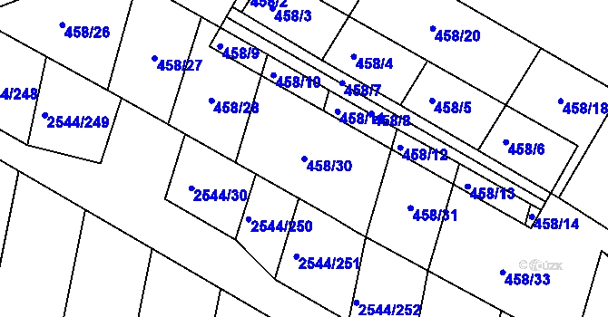 Parcela st. 458/30 v KÚ Kašnice, Katastrální mapa