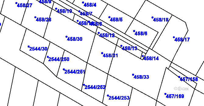 Parcela st. 458/31 v KÚ Kašnice, Katastrální mapa