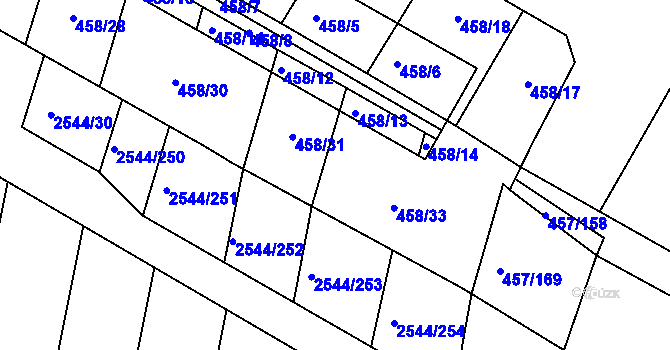 Parcela st. 458/32 v KÚ Kašnice, Katastrální mapa