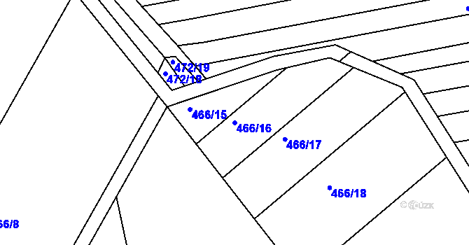 Parcela st. 466/16 v KÚ Kašnice, Katastrální mapa
