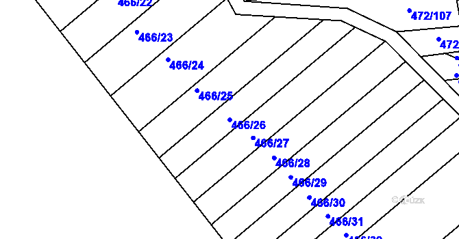 Parcela st. 466/26 v KÚ Kašnice, Katastrální mapa