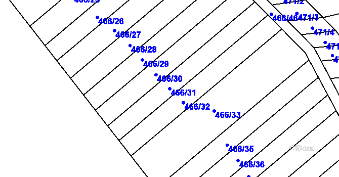 Parcela st. 466/31 v KÚ Kašnice, Katastrální mapa