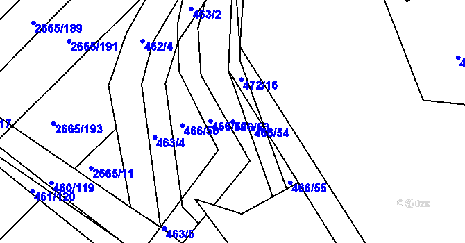 Parcela st. 466/53 v KÚ Kašnice, Katastrální mapa