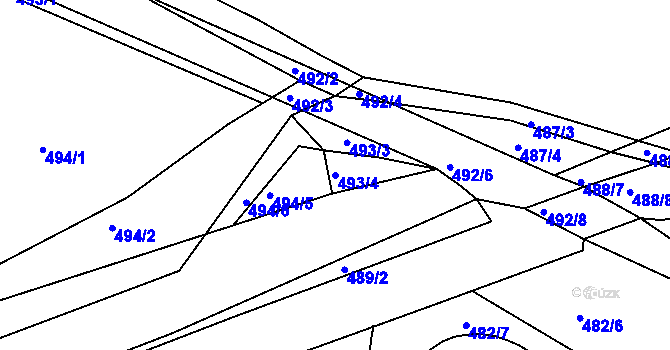 Parcela st. 493/4 v KÚ Kašnice, Katastrální mapa