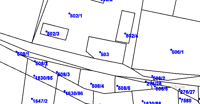 Parcela st. 503 v KÚ Kašnice, Katastrální mapa