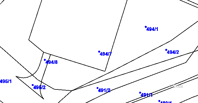 Parcela st. 494/7 v KÚ Kašnice, Katastrální mapa