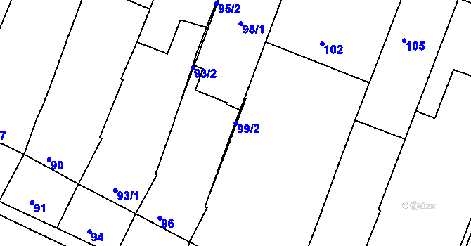 Parcela st. 99/2 v KÚ Kašnice, Katastrální mapa