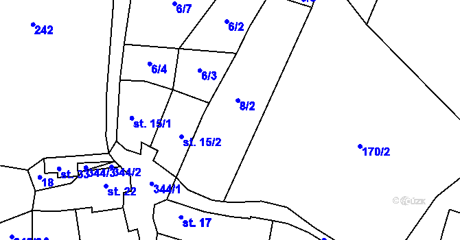 Parcela st. 6/1 v KÚ Dolní Dvorce u Kašperských Hor, Katastrální mapa