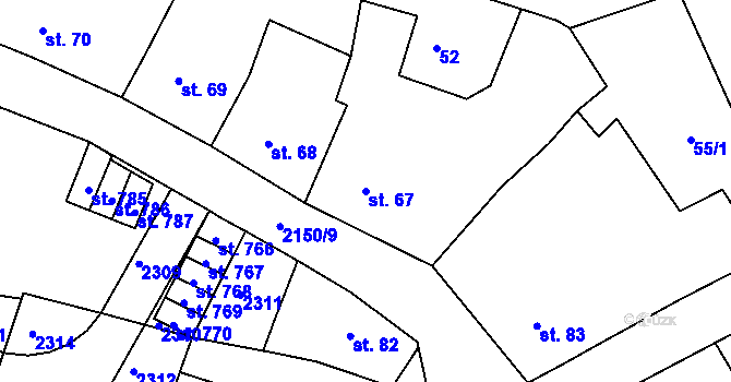 Parcela st. 67 v KÚ Kašperské Hory, Katastrální mapa