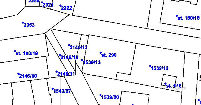 Parcela st. 290 v KÚ Kašperské Hory, Katastrální mapa