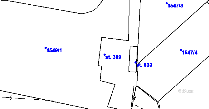 Parcela st. 309 v KÚ Kašperské Hory, Katastrální mapa