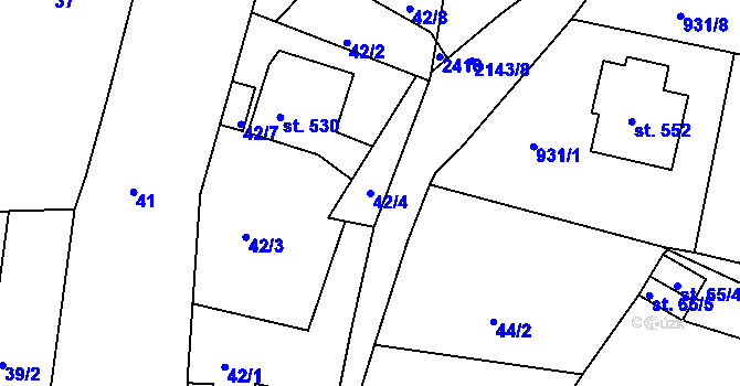 Parcela st. 42/4 v KÚ Kašperské Hory, Katastrální mapa