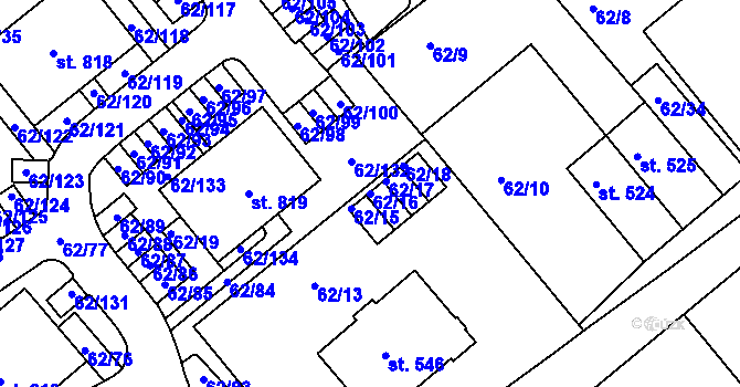 Parcela st. 62/16 v KÚ Kašperské Hory, Katastrální mapa
