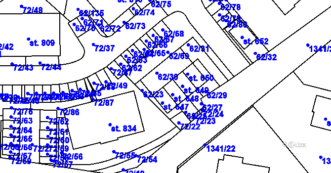 Parcela st. 62/24 v KÚ Kašperské Hory, Katastrální mapa