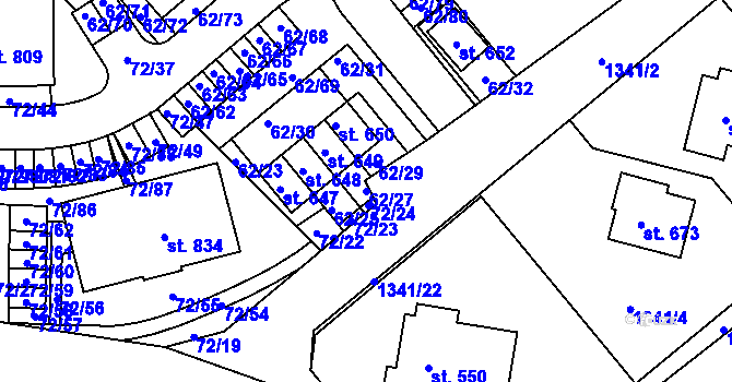 Parcela st. 62/27 v KÚ Kašperské Hory, Katastrální mapa