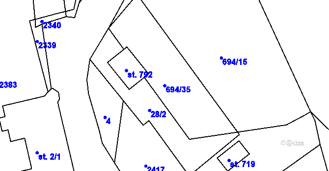 Parcela st. 694/35 v KÚ Kašperské Hory, Katastrální mapa