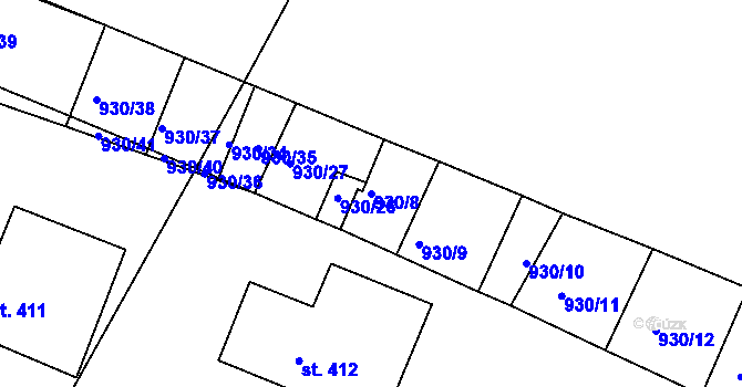 Parcela st. 930/8 v KÚ Kašperské Hory, Katastrální mapa