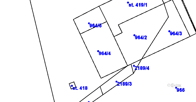 Parcela st. 964/4 v KÚ Kašperské Hory, Katastrální mapa
