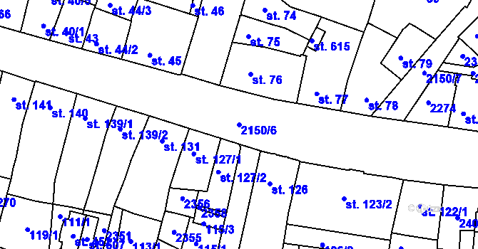 Parcela st. 2150/6 v KÚ Kašperské Hory, Katastrální mapa
