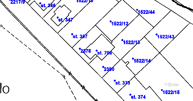 Parcela st. 708 v KÚ Kašperské Hory, Katastrální mapa