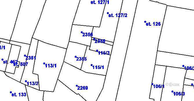 Parcela st. 115/3 v KÚ Kašperské Hory, Katastrální mapa