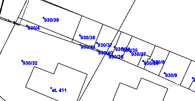 Parcela st. 930/40 v KÚ Kašperské Hory, Katastrální mapa