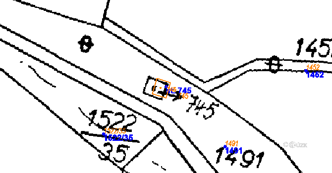 Parcela st. 745 v KÚ Kašperské Hory, Katastrální mapa