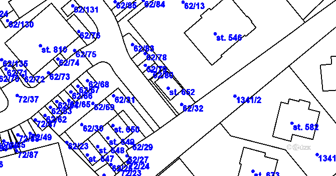 Parcela st. 652 v KÚ Kašperské Hory, Katastrální mapa