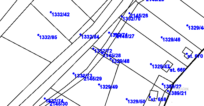 Parcela st. 2145/28 v KÚ Kašperské Hory, Katastrální mapa
