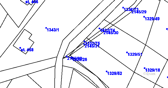 Parcela st. 2145/31 v KÚ Kašperské Hory, Katastrální mapa