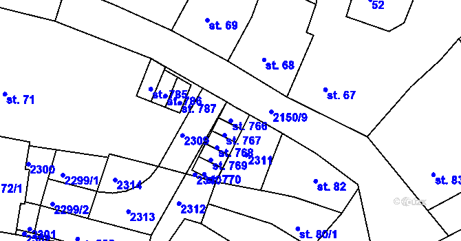 Parcela st. 766 v KÚ Kašperské Hory, Katastrální mapa