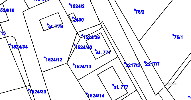 Parcela st. 771 v KÚ Kašperské Hory, Katastrální mapa