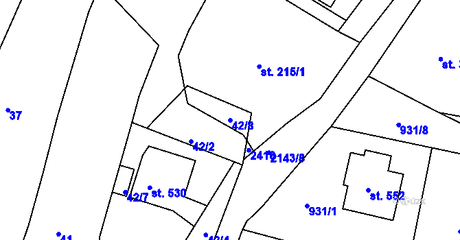 Parcela st. 42/8 v KÚ Kašperské Hory, Katastrální mapa
