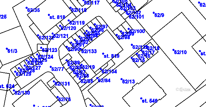 Parcela st. 819 v KÚ Kašperské Hory, Katastrální mapa