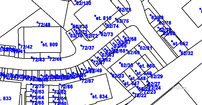 Parcela st. 62/63 v KÚ Kašperské Hory, Katastrální mapa