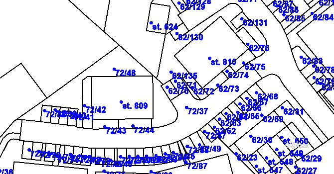Parcela st. 62/70 v KÚ Kašperské Hory, Katastrální mapa