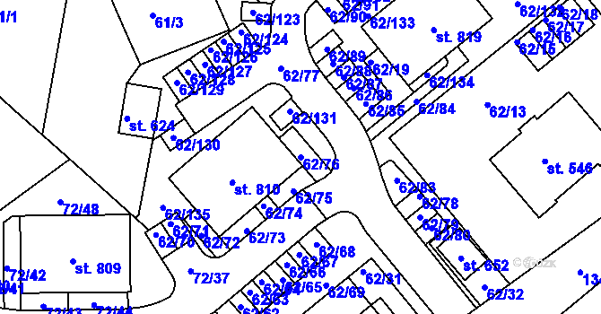 Parcela st. 62/76 v KÚ Kašperské Hory, Katastrální mapa