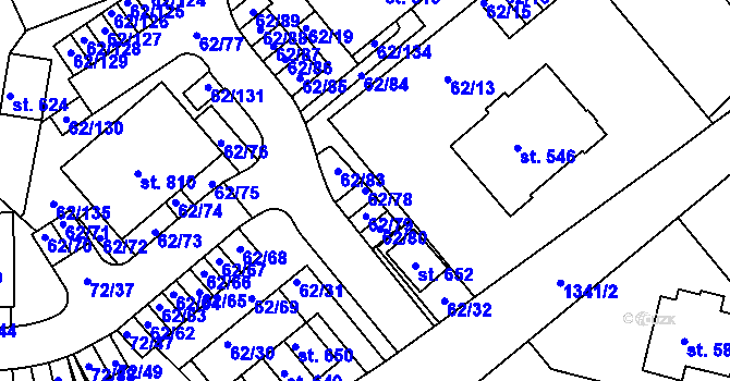 Parcela st. 62/78 v KÚ Kašperské Hory, Katastrální mapa