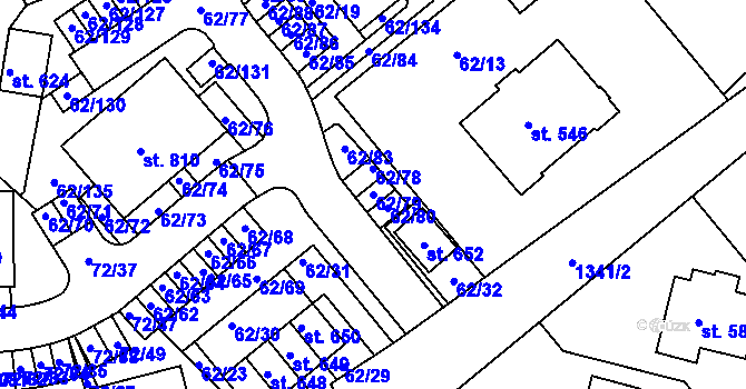 Parcela st. 62/79 v KÚ Kašperské Hory, Katastrální mapa