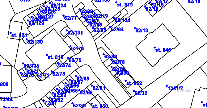 Parcela st. 62/83 v KÚ Kašperské Hory, Katastrální mapa